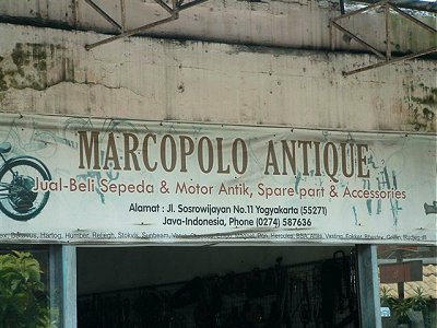 The Marcopolo Antique shop sign