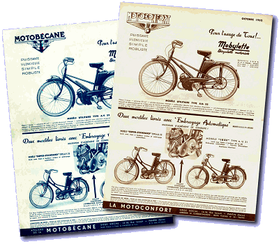 1952 Motobécane & Motoconfort leaflets—spot the difference!