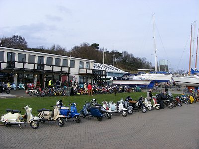Scooters and mopeds outside The Shipwreck