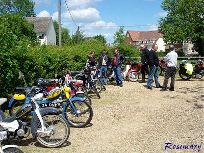 Riders outside the pub