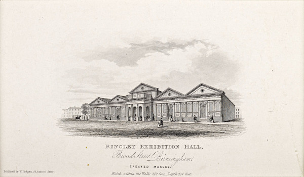 Engraving of Bingley Exhibition Hall, Broad Street, Birmingham Bingley Exhibition Hall