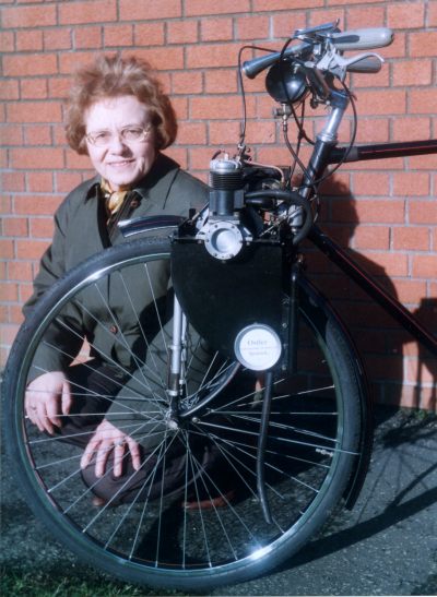 Jean Lord with one of her father’s cyclemotors