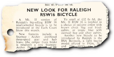 Raleigh RSW16 MkII announcement