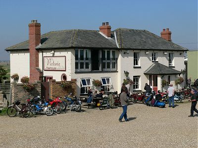 In the sun outside the Victoria