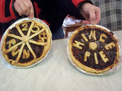 Two mince pies, baked for the occasion by the ‘St Neots Boys’