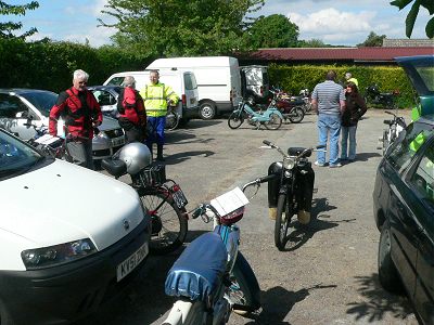 People start gathering at the village hall