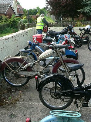 Mercette in a line of bikes