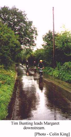 Tim Bunting leads Margaret downstream Tim Bunting leads Margaret downstream