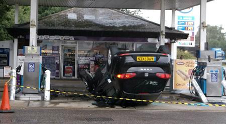 The upturned car The upturned car