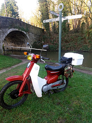 Paul Newton's Honda 90 by the Leeds & Liverpool Canal at Gathurst