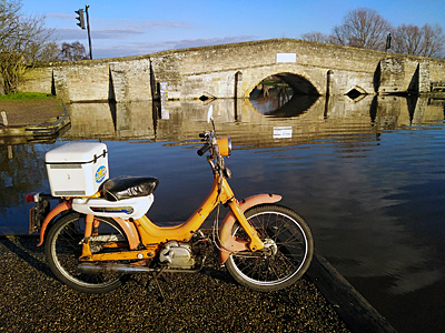 David Watson's Honda PC50 by Potter Heigham Bridge