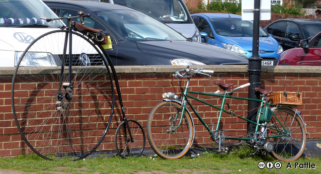 1885 Victor ordinary and Paul Maye tandem at Felixstowe