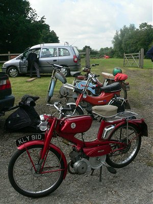 A cluster of mopeds