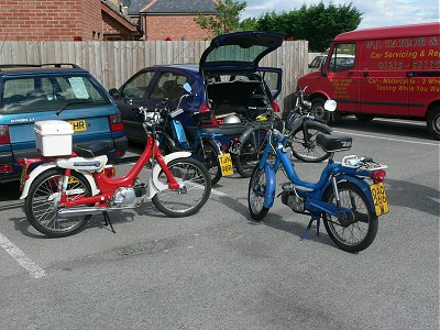BSA Easy Rider, Honda PC50, AJW Pointer and NSU Quickly form a cross