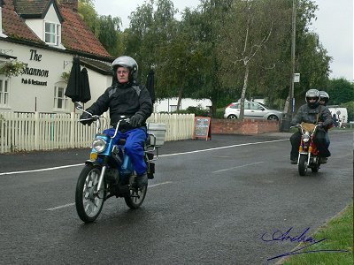 Evans on a Zündapp leads Paul on a Yamaha