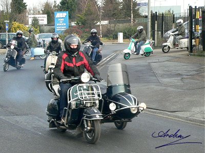 Vespa and sidecar