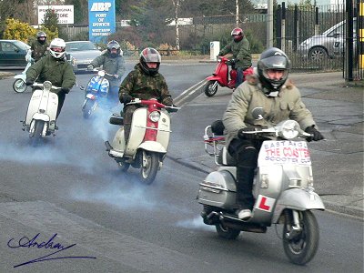 Vespa PX with the Coasters banner