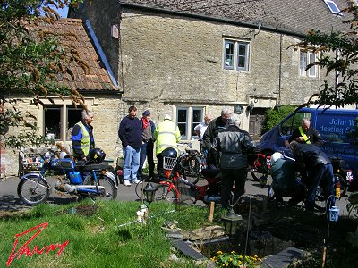 Bikes and riders at the tea stop