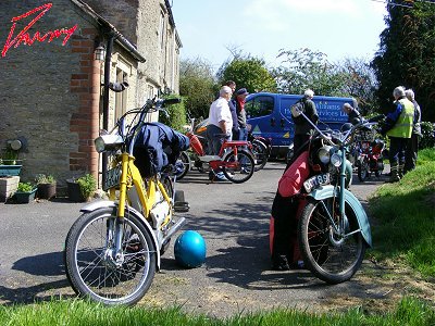 Bikes and riders at the tea stop