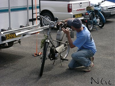 Tony adjusts his saddle