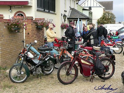 Bikes and riders outside the Victoria