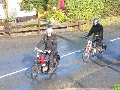 Norman autocycle and Raleigh RM9 on the road