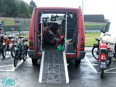 Lindsay Niell's van with moped inside