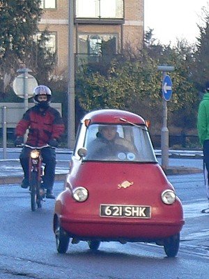 Martin escorts the Scootacar