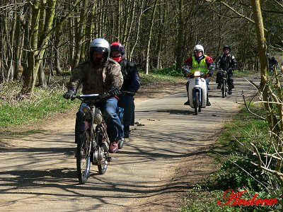 Approaching the pub - Danny on the Mercette