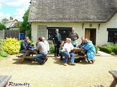 Riders outside the pub