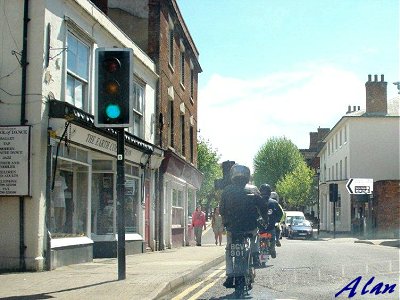 Riding through Saffron Walden