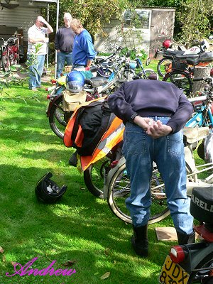 Joe examines a Mobylette