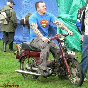 Superman rides a Honda