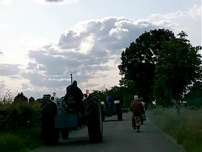 Passing some tractors on their way home