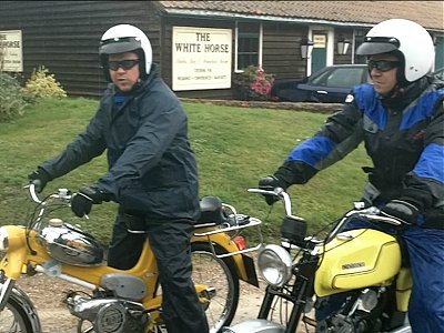 After lunch - ready for a very wet ride back