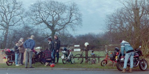 A stop, near Hasketon, on the 1989 Mince Pie Run