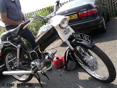 Puch MS50D outside Bucklesham Village Hall