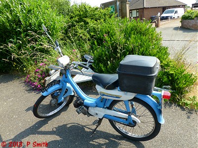 Honda PC50 outside Bucklesham Village Hall