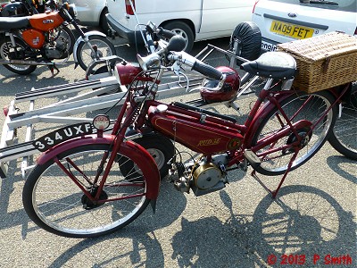 Rudge autcycle outside Bucklesham Village Hall